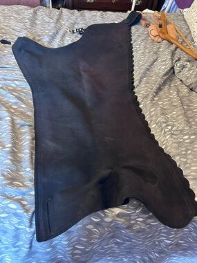 Black Suede Leather Chaps- Hobby Horse scalloped edge